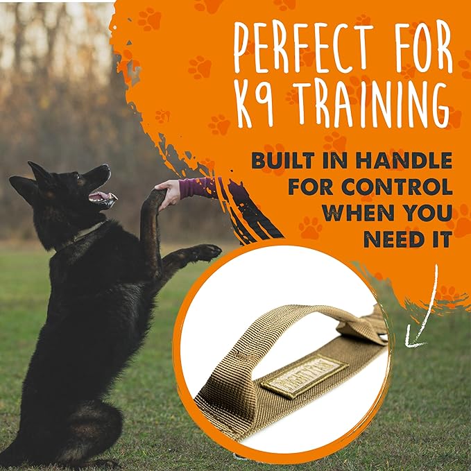 Mighty Paw Tactical Dog Collar - Heavy Duty with Metal Buckle and Control Handle - Weatherproof Polyester Material - Sturdy Metal Dog Collars - Dog Collar for All Dog Breeds - Heavy Dog Collar - Tan