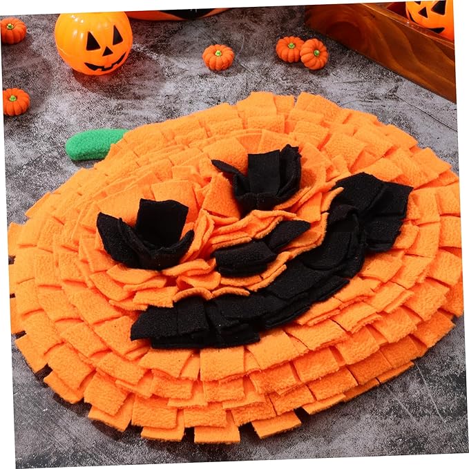 Pumpkin Snuffle Mat for Dogs Interactive Sniffing Toy for Large Breeds Bright Fleece Mental Feeding Mat Training Cushion