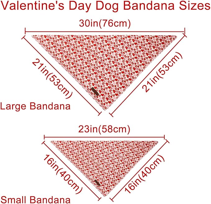 Valentine’s Dog Bandana, UP URARA PUP Valentine Triangle Bid Scarf for Girl Boy Small Medium Dogs or Cats, Adorable Puppy Wedding & Valentine’s Bandana, Cute Soft Cotton Pet Kerchief, S