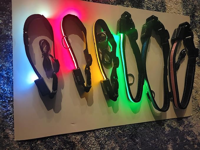 LED Dog Collar Light Rechargeable Color Changing, Glow in The Dark Dog Collars Waterproof Glowing Dog Collars for Large Small Medium Dogs (Small, Blue)
