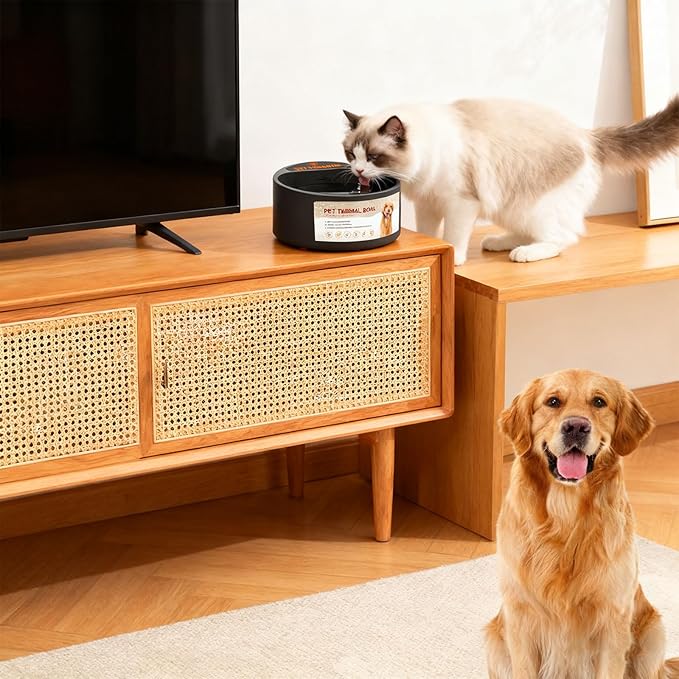 Automatic Heat Retaining Pet Feeders for Indoor Outdoor Use Nonslip Base Light Weight Dish Cold Climates Heated Pet Bowl for Cold Climates