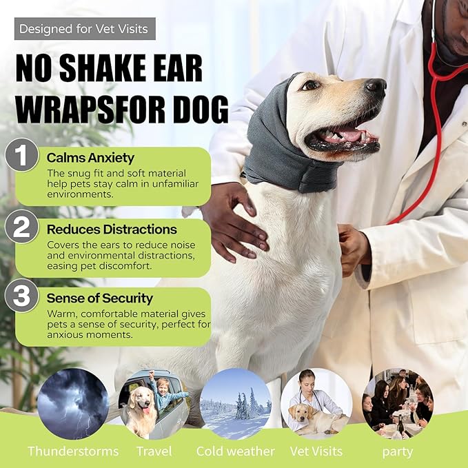 Dog Reducing Noise Hoodies - Ear Covers for Bath, Thunderstorms & Anxiety Relief - Warm, Windproof Ear Cover Hat