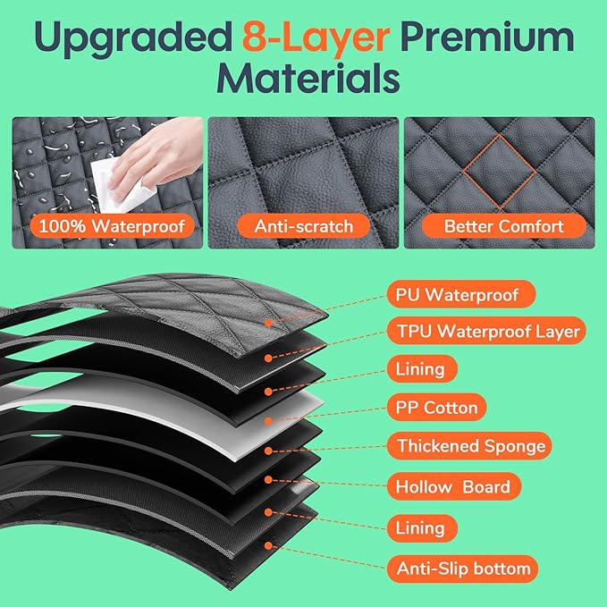 Dog Car Seat for Large Medium Dogs - Waterproof Non-Slip Pet Carseat for Medium Sized - Dog Hammock for Car SUV Truck - Hard Bottom Back Seat Extender for Dogs