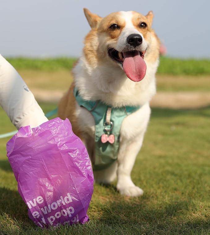Dog Poop Bags with Handles 9 Rolls 108 Counts Big Sizes Leak Proof and Extra Thick Waste Bags Refill Rolls for Walking Small Medium Large Dogs Cats Litter With Holder Lavender Scented