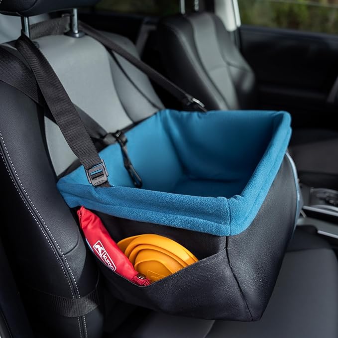 Kurgo Rover Pet Booster Seat for Small Dogs or Cats, Front & Rear Dog Car Seat, Carrier Carseat for Pets, Dog Seatbelt Tether, Helps with Canine Car Sickness