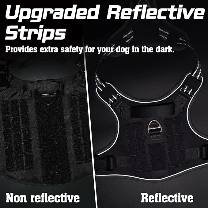 rabbitgoo Tactical Dog Harness for Large Dogs, No Pull Military Service Vest with Handle & Molle, Easy Control for Training Walking, Adjustable Reflective Straps, Dark Grey, XL