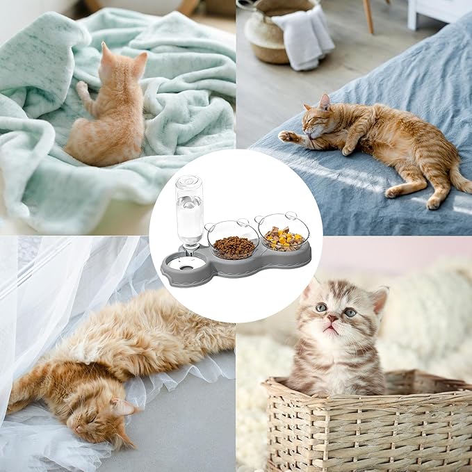 Automatic Pet Feeder, Cat Water Food Set for Small Medium Large Pets, Durable Pp+pc Material with Easy Refill Water Bottle and Bowl Design, Perfect for Indoor Daily Feeding Vacation or Night Use