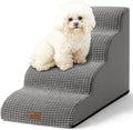 Dog Stairs for Small Dogs 19.7" H, Curved Dog Step for Puppy, Older or Cat, Medium Pet Ramp for Sofa, Couch or Bed, Ladder with High Density Foam, 4 Step, 15.7x28.3x19.7 inch, Dark Grey