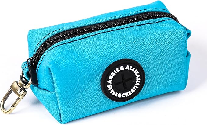 Organic Cotton Dog Poop Bag Holder for Leash Brass Hardware Waste Bag Dispenser Pet Waste Management Solution