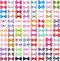 Mruq 100PCS Cute Puppy Dog Small Bowknot Hair Bows with Alligator Clips Bows for Girl Doggie Hair Grooming Handmade Pet Gifts Accessories