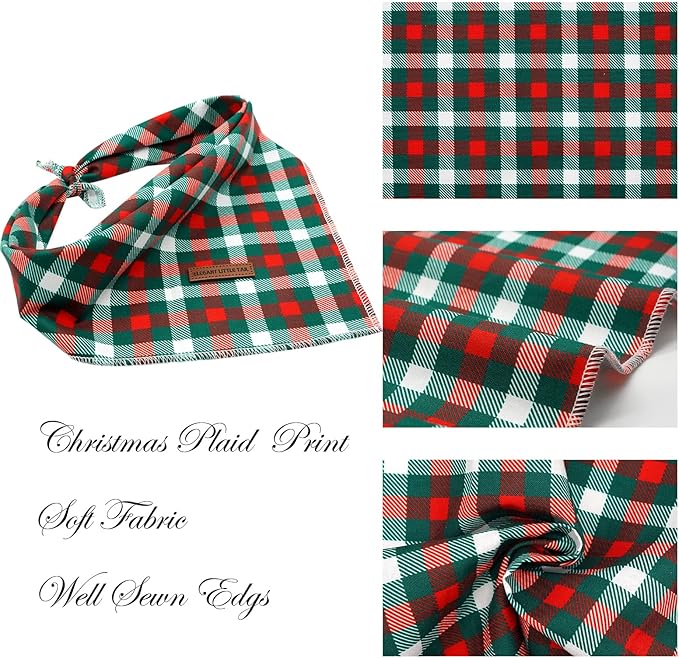 Elegant little tail Christmas Dog Bandana, Holiday Girl Boy Dog Bandanas for Small Medium Large Soft Dogs Washable Square Dog Scarf Adjustable Dog Kerchief