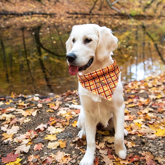 Elegant little tail Fall Dog Bandana, 1PC Girl Boy Dogs Bandanas Halloween Bib Scarf Soft Washable Square Scarf Adjustable Dog Kerchief for Small Medium Large Dogs