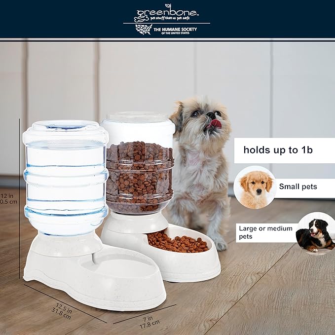 The Humane Society by Greenbone Gravity Feeder & Waterer Bundle - Durable, Pet-Safe, Non-Skid, Easy to Clean, for Pets