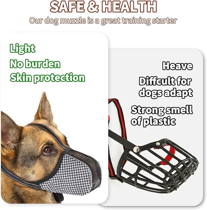 Dog Muzzle for Extra Large Breed Dogs to Prevent Biting Chewing Barking Soft Air Mesh Muzzles Reflective Ajustable Full Coverage Dog Mouth Guard Cover for Grooming Scavenging Black XL
