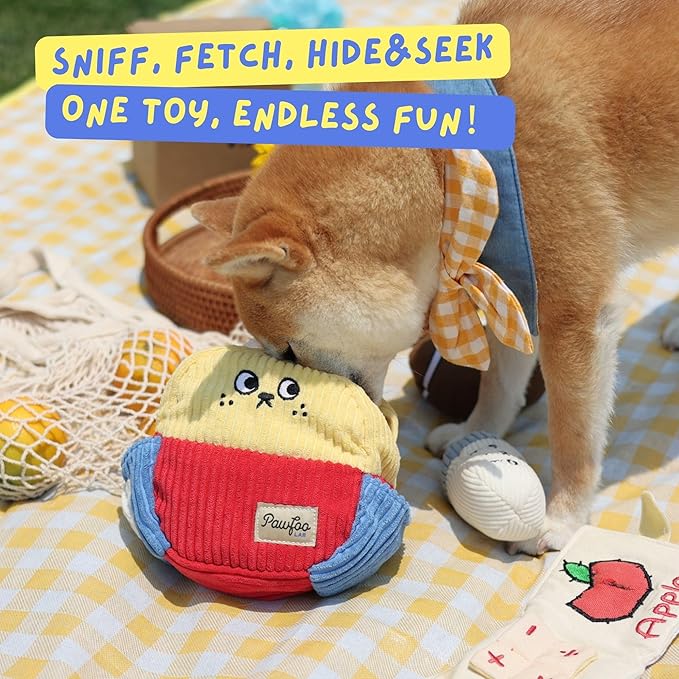 Squeaky Plush Dog Toys, 5-in-1 Crinkle Durable Puppy Toys to Keep Busy, Stuffed Hide & Seek Cognitive for Small Dogs, Teething, Boredom Relief & Birthday Gift
