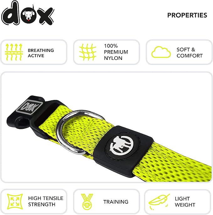 DDOXX Dog Collar Air Mesh, Adjustable, Padded | Many Colors & Sizes | for Small, Medium & Large Dogs | Collars cat Puppy pet Kitten | Yellow, XS