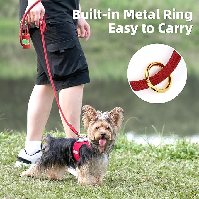 Durable Handwoven Dog Leash for Small & Medium Dogs, 5/16 inch Rope Lead with Anti-Tangle Swivel Clip, Soft & Lightweight, 5FT Long – Ideal for Daily Walking & Training (Burgundy Red)