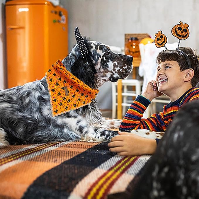 Elegant little tail Dog Bandana, Fall Dog Scarf Dog Bandana Halloween Adjustable Dog Scarf Handkerchief Boy Girl Dog Bibs Scarf for Square Dog Kerchief for Small Large Dogs