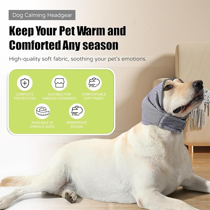 Dog Reducing Noise Hoodies - Ear Covers for Bath, Thunderstorms & Anxiety Relief - Warm, Windproof Ear Cover Hat