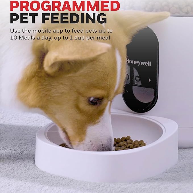 Honeywell 6L Automatic Pet Feeder: Programmable Dog and Cat Food Dispenser with Portion Control, Remote Feeding via Smartphone App, and Voice Message Feature – Ideal for Small to Large Breeds