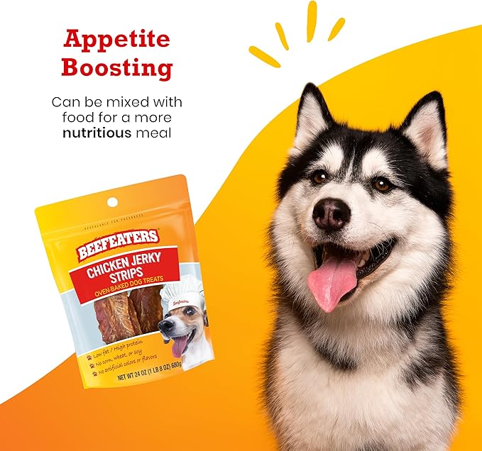 Beefeaters Chicken Jerky Strips for Dogs – Dog Treat. 100% Real Chicken Breast, Grain-Free, No Additives, Perfect for Training & Healthy Growth, Allergy-Friendly