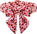 Maca Bates Valentine's Day Dog Collar with Sailor Bow for Medium Girl Boy Dogs,Red Love Hearts Pattern,Adjustable Durable Soft Valentine Gift for Female Male Puppy