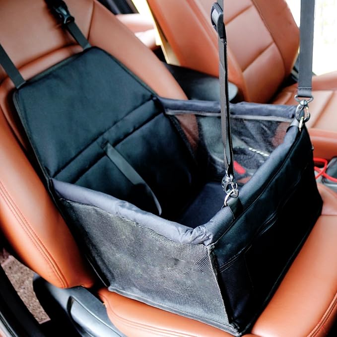 Black Pet Booster Car Seat Breathable Car Seat for Cat Mesh Booster Pet Car Seat Pet Sofa Bed for Small/Medium Dog and Cat Waterproof Material Pet Safety Car Seat Pet Booster Car Seat