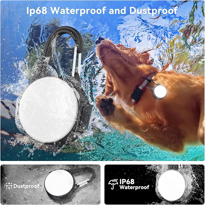 Dog Lights for Night Walking, 4 Modes IP68 Waterproof Dog Collar Light for Nighttime Clip on, High-Capacity Rechargeable with 2 USB C Cables（2 Pack）