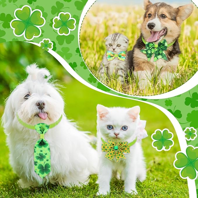 Talltalk 360 Pcs Valentines Day Dog Bow Ties Collars Set Adjustable St Patricks Day Dogs Neckties Grooming Supplies for Small Medium Large Easter Christmas Pet Cat Decoration(Love/Clover/Easter)