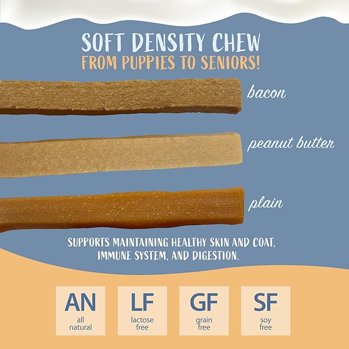 Yogurt Sticks, Prebiotic & Probiotics, Protein Rich - Lactose Free - Gluten Free - Corn Free - Grain Free, USA Made, for All Breeds, 5 pieces of Droolicious Yogurt Sticks, Peanut Butter Flavor