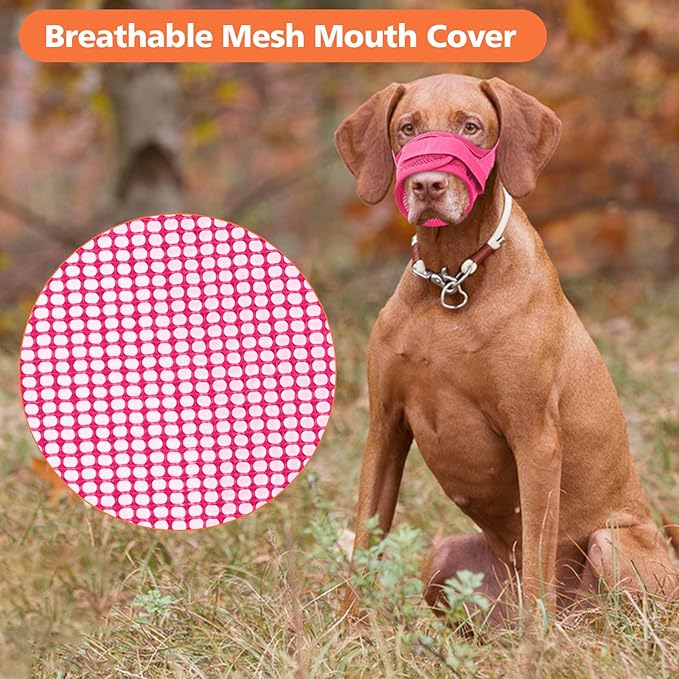 Coppthinktu Soft Dog Muzzle, Breathable Mesh Muzzle for Small Medium Large Sized Dog Mouth Cover, Adjustable Muzzles to Prevent Biting Barking Dogs Mouth Cover Allows Drinking (Rose Pink XL)