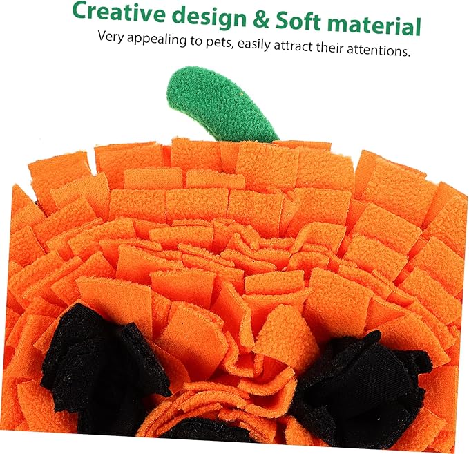 Pumpkin Snuffle Mat for Dogs Interactive Sniffing Toy for Large Breeds Bright Fleece Mental Feeding Mat Training Cushion