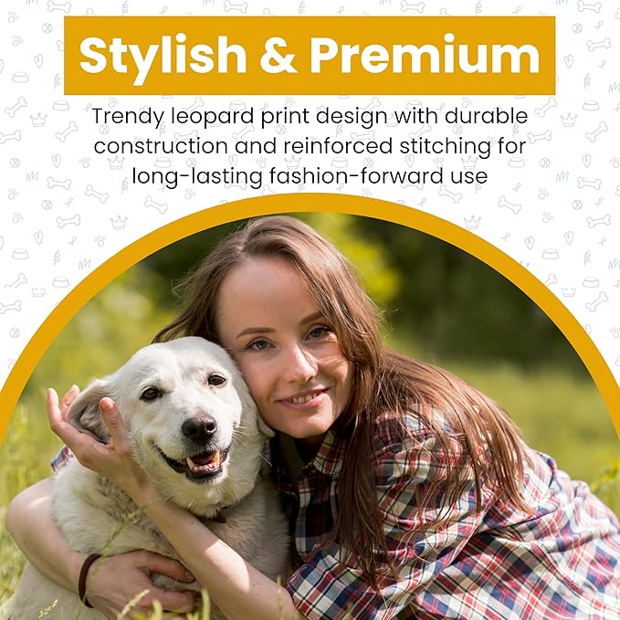 Leopard Dog Collar - Glow in The Dark USB Collar with Rechargeable Battery + Waterproof Design - Light Up Dog Collar - Yellow (Medium Size)
