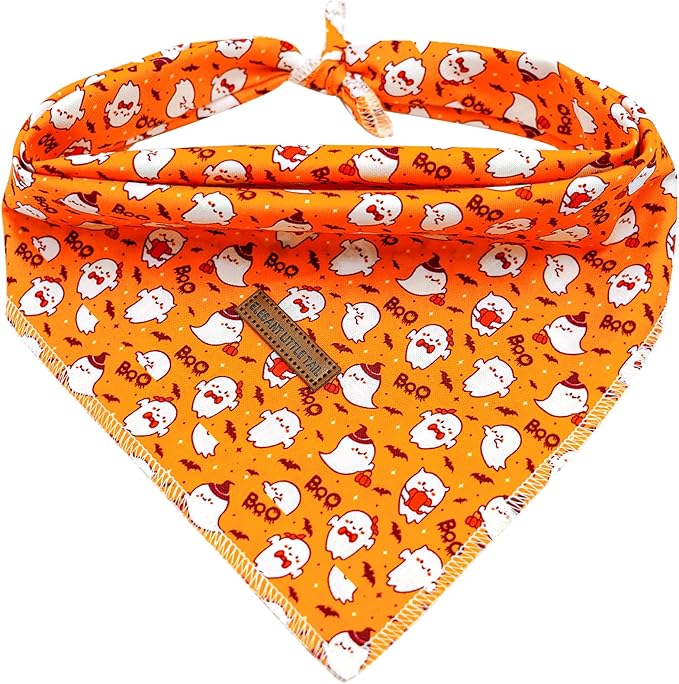 Elegant Little Tail Dog Bandana, Fall Halloween Adjustable Scarf Handkerchief Bib for Small Large Dogs, Boy Girl Square Kerchief