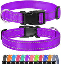 FunTags Reflective Dog Collar, Sturdy Nylon Collars for Medium Girl and Boy Dogs, Adjustable Dog Collar with Quick Release Buckle, Purple