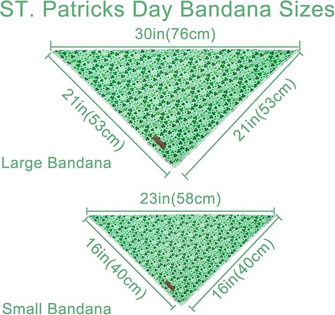St. Patrick's Dog Bandanas, Shamrock Triangle Bid Scarf for Medium Large Girl Boy Dogs, Spring Cotton Puppy Kerchief, Green Dog Bandana