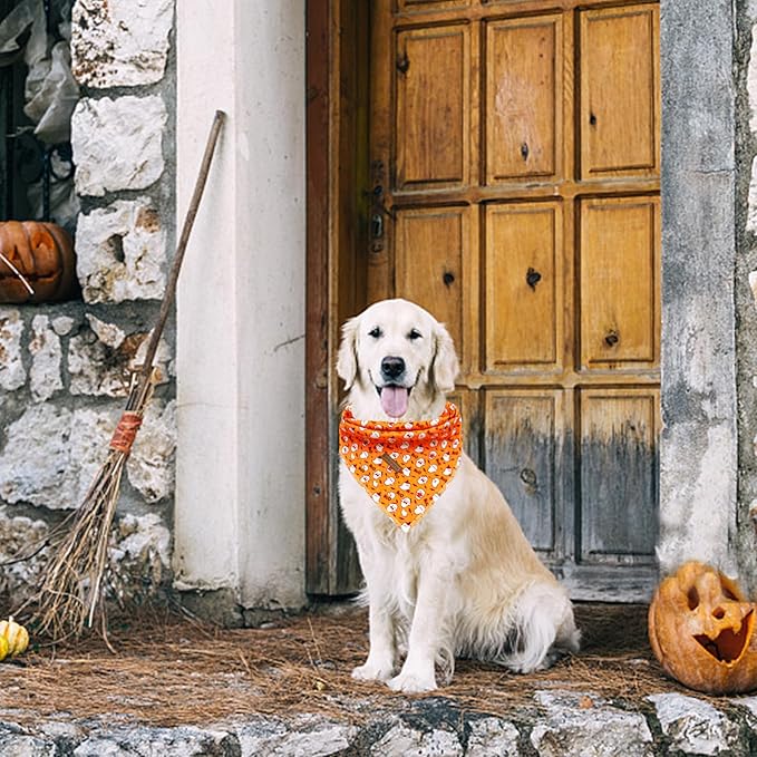 Elegant Little Tail Dog Bandana - Fall Halloween Adjustable Scarf Handkerchief Bib for Small Large Dogs - Boy Girl Square Kerchief