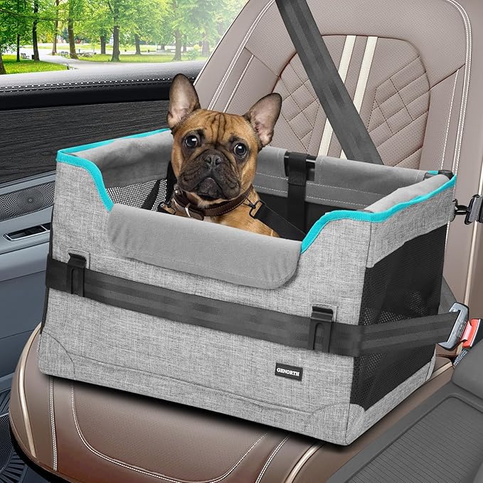 Dog Car Seats for Small Dogs, Pet Booster Seat Under 20 lbs, Puppy Car Seat with Folded Metal Frame and Raised Cushion, Enhanced Version