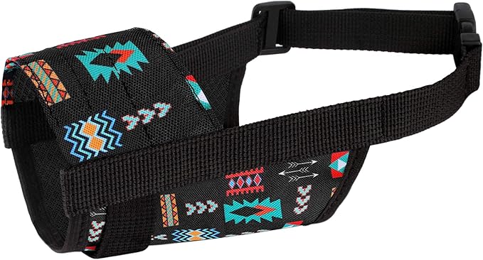 CollarDirect Dog Muzzle - Adjustable Soft Breathable Tribal Nylon Dog Mouth Guard Cover for Small, Medium and Large Dogs, Anti Chewing, Barking & Biting (Pattern 2; M/L)