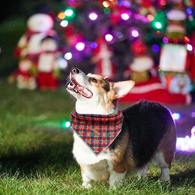Elegant Little Tail Dog Bandana, Soft Washable Square Dog Scarf, Christmas Bandana, Adjustable Medium-Large Dogs
