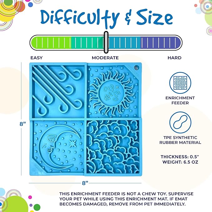 SodaPup Sky eMat – Durable Lick Mat Enrichment Feeder Made in USA from Non-Toxic, Pet-Safe, Food Safe Rubber for Mental Stimulation, Digestive Health, Avoid Overfeeding, Calming, More