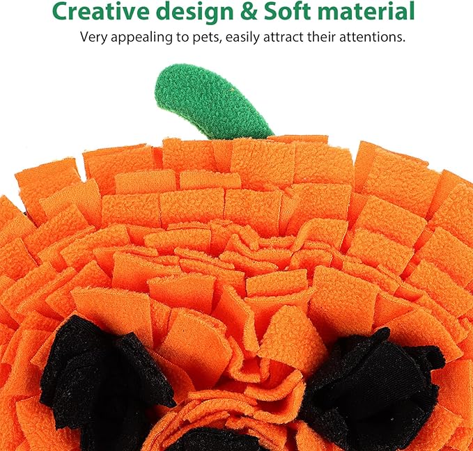 POPETPOP Dog Snuffle Mat Pumpkin Sniffing Feeding Mat for Large Breeds Compact Lightweight Dog Puzzle Toy Bright Design for Healthy Behavior