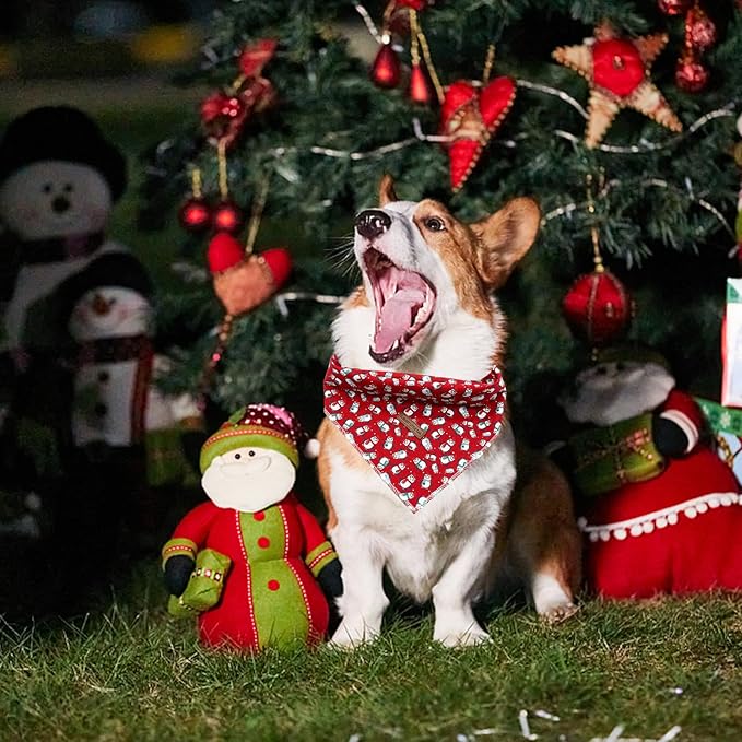 Elegant Little Tail Dog Bandana for Christmas - Holiday Bib Scarf, Soft Washable Square Kerchief, Adjustable for Small Medium Large Dogs