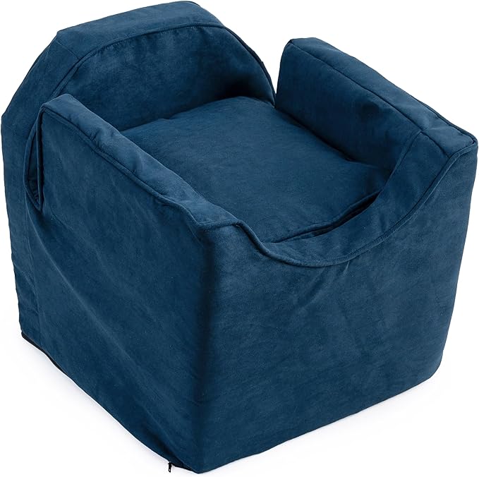 Snoozer Dog Car Seat: Lookout I Dog Booster Car Seat for Pets up to 18lbs, Helps Alleviate Travel Sickness & Fear for Dogs, Removable Washable Cover – Sapphire, Size Small