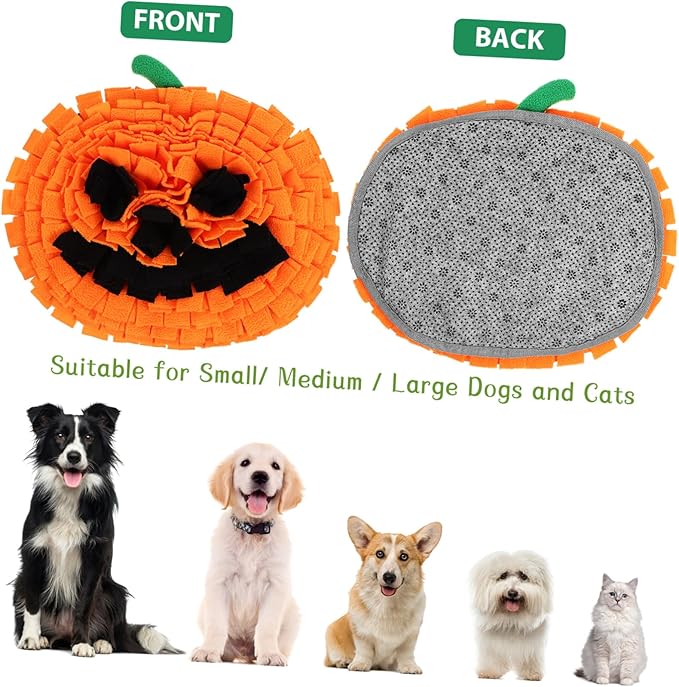Milisten Pumpkin Snuffle Mat for Dogs Sniffing Feeding Mat Soft Polar Fleece Design Large Breed Interactive Plaything Easy to Clean Unique Home Decoration