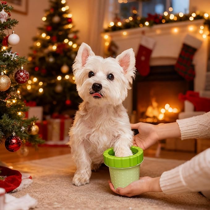 Dog Paw Cleaner Cup, Soft Silicone, Portable, Easy to Clean, Removes Mud and Dirt, Grooming Accessory for Home, Travel – Green, S