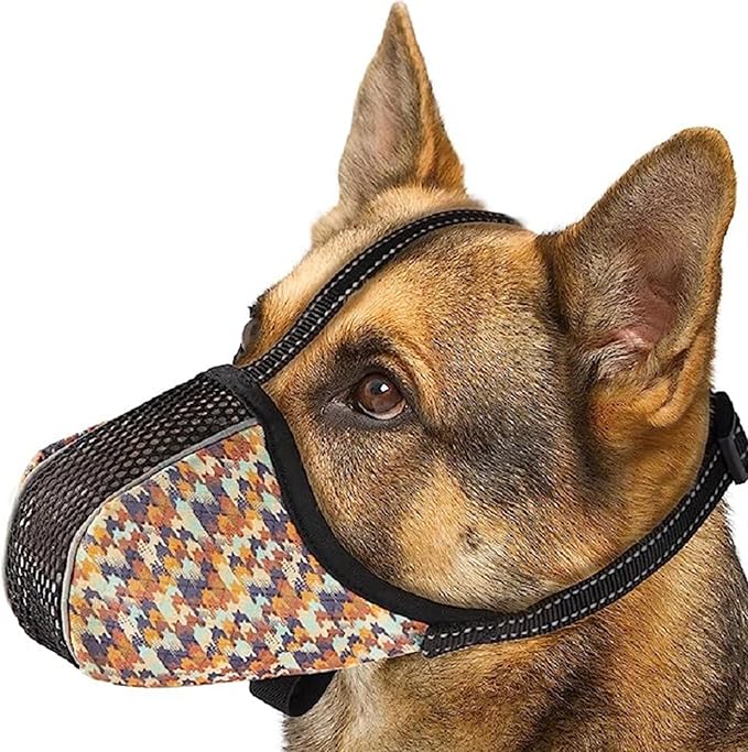Dog Muzzle for Extra Large Breed Dogs to Prevent Biting Chewing Barking Soft Air Mesh Muzzles Reflective Ajustable Full Coverage Dog Mouth Guard Cover for Grooming Scavenging Orange XL