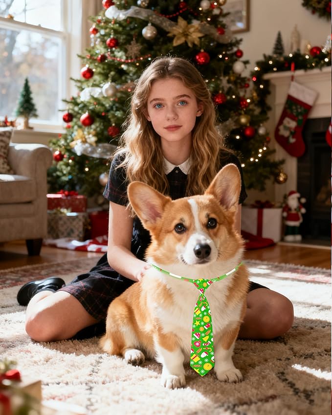 PET SHOW 10pcs Christmas Medium Dog Ties Neckties for Large Dogs Adjustable Holiday Grooming Accessories Neck Ties Bowties Girl Boy Festival Costumes Puppies Cats Photography Party Gift Favor