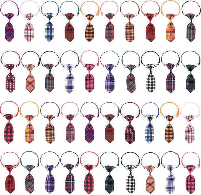 Segarty Small Dog Ties, 40 PCS Assorted Pattern Adjustable Pet Bow Ties for Small Dogs Bows Cats Grooming Bowties Puppy Neckties Festival Party Valentine Photography Holiday Costumes Birthday Gift