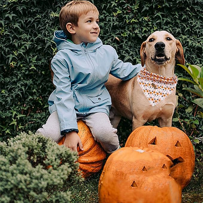 Elegant Little Tail Dog Bandana, Fall Halloween Adjustable Scarf Handkerchief Bib for Small Large Dogs, Boy Girl Square Kerchief
